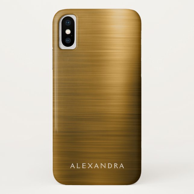 Gold Foil Luxury Metallic Monogram Name Case-Mate iPhone Case (Back)
