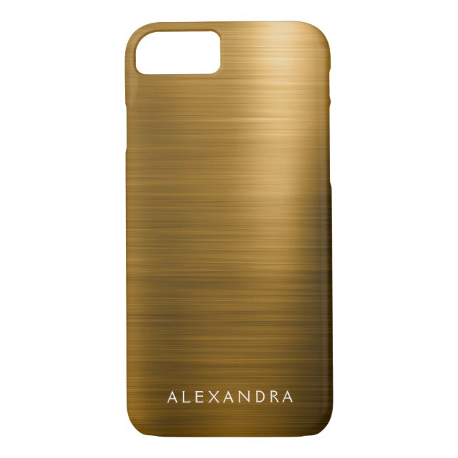 Gold Foil Luxury Metallic Monogram Name Case-Mate iPhone Case (Back)