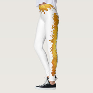 Gold Foil Luxury Side Stripe Splatter Belt Art Leggings