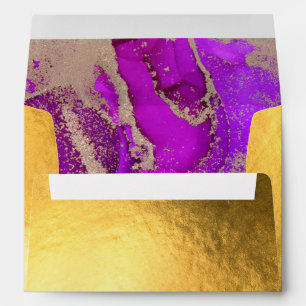 Gold Foil Magenta Pink Abstract Wedding Envelope