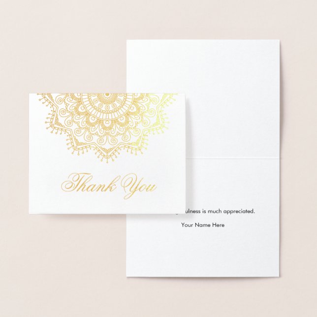 Gold Foil Mandala Elegant Thank You Foil Card (Display)