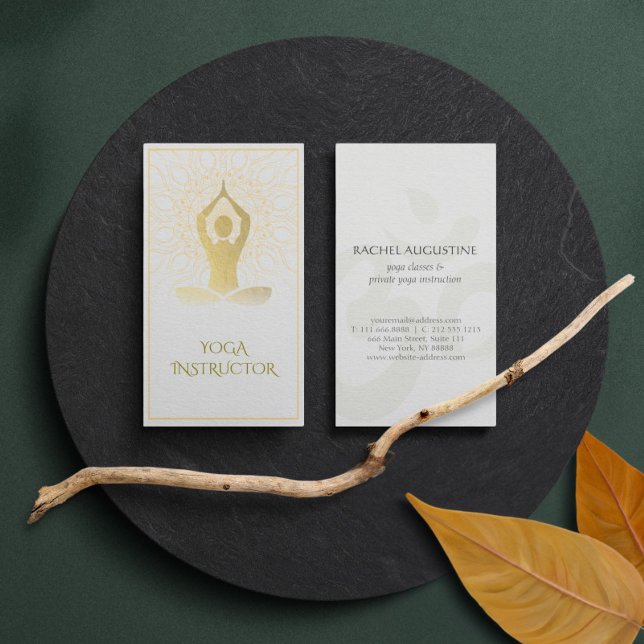 Gold Foil Mandala Floral Yoga Meditation Om Symbol Business Card (Creator Uploaded)