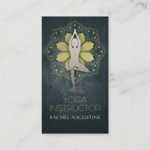 Gold Foil Mandala Floral & Yoga Meditation Pose Om Business Card