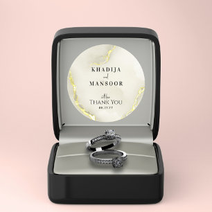 Gold Foil Marble Texture Wedding Thank You Favour  Classic Round Sticker