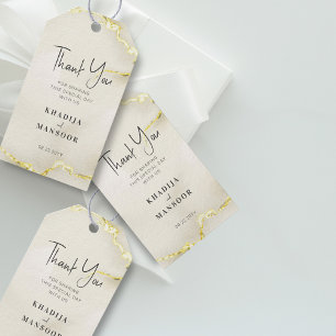 Gold Foil Marble Texture Wedding Thank You Gift Tags