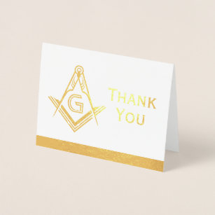 Gold Foil Masonic Thank You Cards   Freemason Note