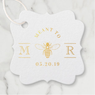 Gold Foil Meant to Bee Honey Wedding Favour Tags