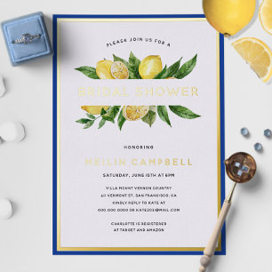 Gold Foil Mediterranean Tile Lemon Bridal Shower