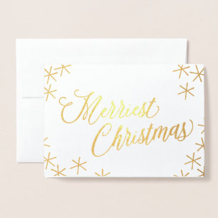 Gold Foil Merriest Christmas Stars Greeting Card