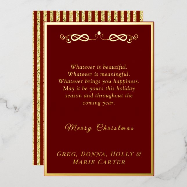 Gold Foil Merry Christmas Foil Holiday Card (Front/Back)
