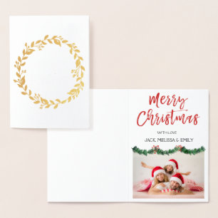 Gold Foil Merry Christmas Garland Photo Card