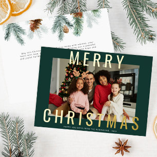 gold foil merry christmas greeting card