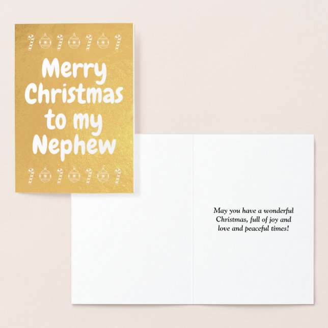 Gold Foil "Merry Christmas to my Nephew" Card (Display)