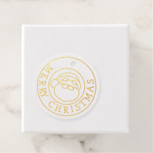 Gold Foil Merry Christmas with Santa Claus Favour Tags