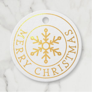 Gold Foil Merry Christmas with Snowflake  Favour Tags