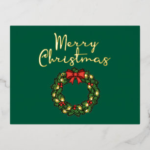 Gold Foil Merry Christmas Wreath Holiday