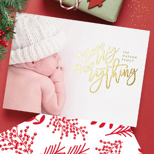 GOLD FOIL Merry Everything Photo Holiday Card
