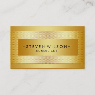 Gold Foil Metal Professional Modern Elegant Black Business Card