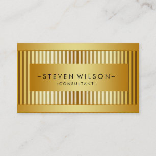 Gold Foil Metal Professional Modern Elegant Black Business Card
