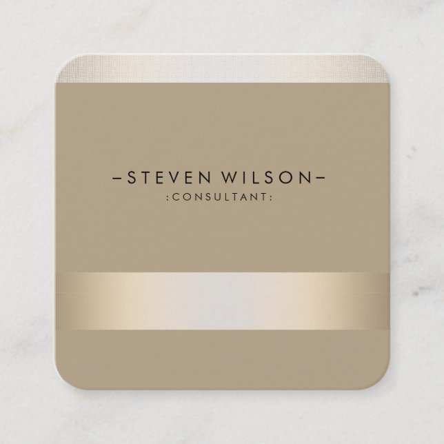 Gold Foil Metal Professional Modern Elegant Square Business Card (Front)