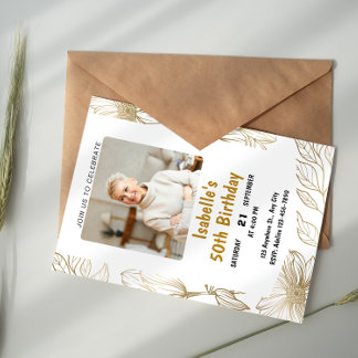 Gold Foil Milestone Birthday Invitation