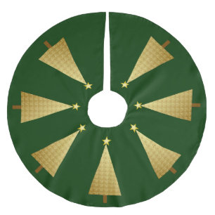 Gold foil modern Christmas tree Brushed Polyester Tree Skirt