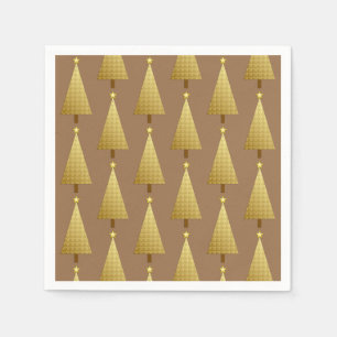 Gold foil modern Christmas tree Paper Napkins
