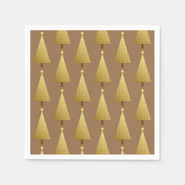 Gold foil modern Christmas tree Paper Napkins (Front)