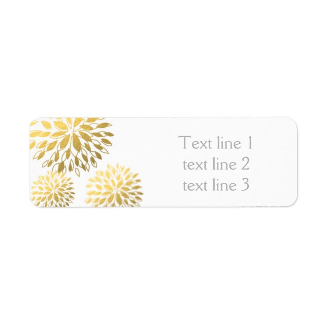 Gold Foil Modern Floral Wedding Address Labels (Front)
