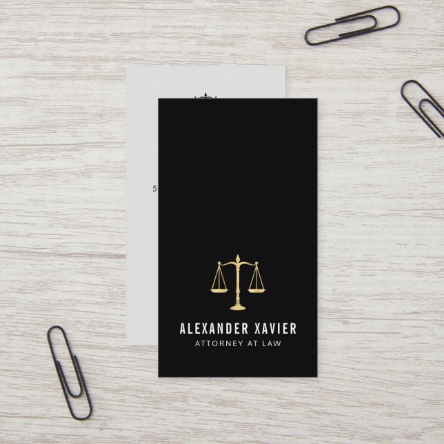 gold foil modern lawyer attorney at law business card (Front/Back In Situ)