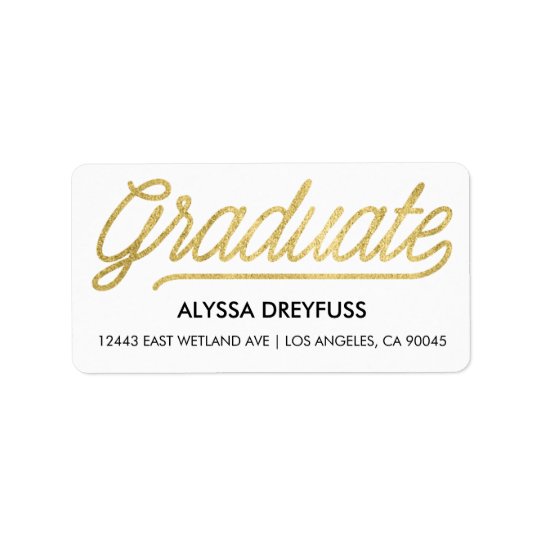 Gold Foil Modern Script Graduate Address Labels