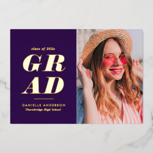 gold foil modern text purple grad announcement