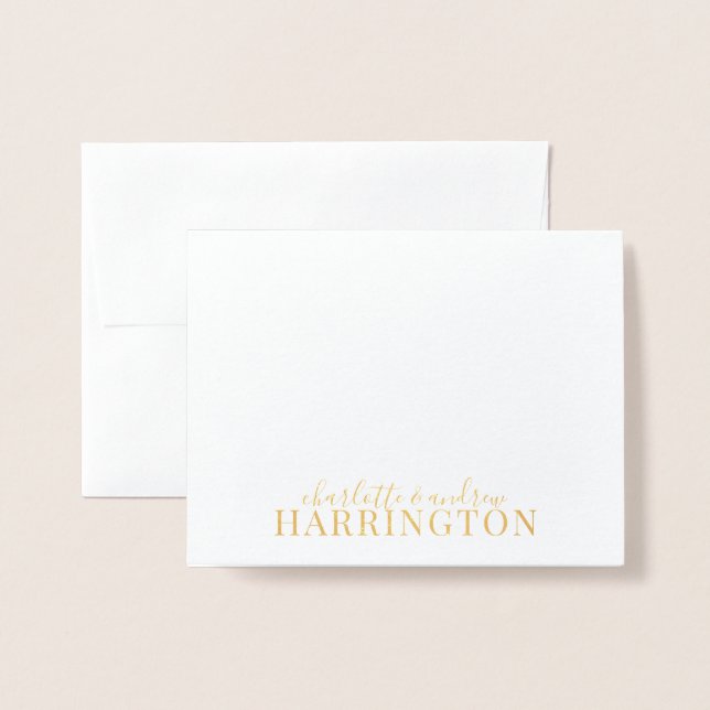 Gold Foil Monogram Couple Name Card (Front With Envelope)