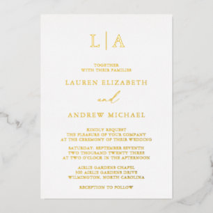 Gold Foil Monogram Initial Minimalist Wedding Foil