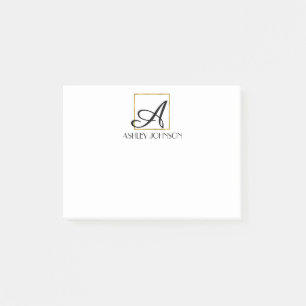 Gold Foil Monogram Modern Post It Notes