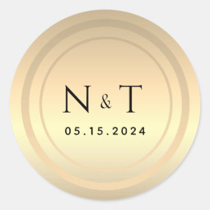 Gold Foil Monogram Wedding Classic Round Sticker