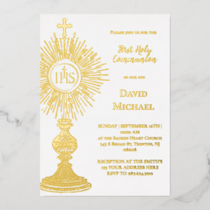 Gold foil monstrance First Holy Communion