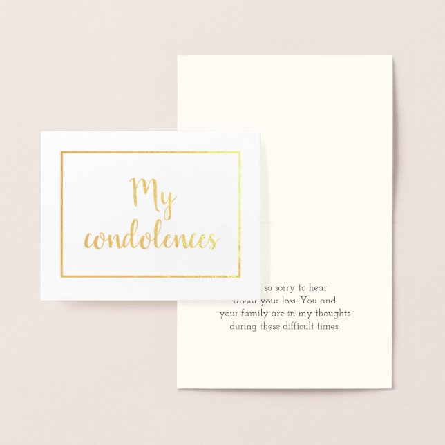 Gold Foil "My condolences" Card (Display)