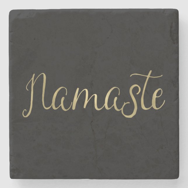 Gold Foil Namaste Stone Coaster (Front)