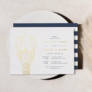 Gold Foil Nautical Lobster Rehearsal Dinner