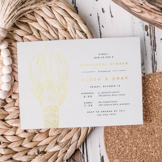 Gold Foil Nautical Lobster Rehearsal Dinner (Creator Uploaded)