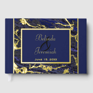 Gold Foil & Navy Blue Wedding Guest Book