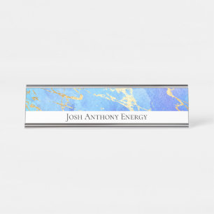 *~* Gold Foil Nebula Cosmic Galaxy Universe AP3 Desk Name Plate
