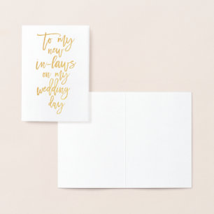 Gold Foil New In Laws Wedding Day Thank You Card