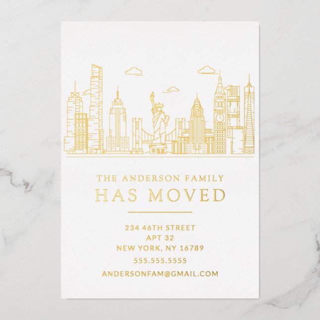 Gold Foil New York Cityscape Moving  (Front)