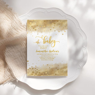 Gold Foil Oh Baby Shower  Invitation