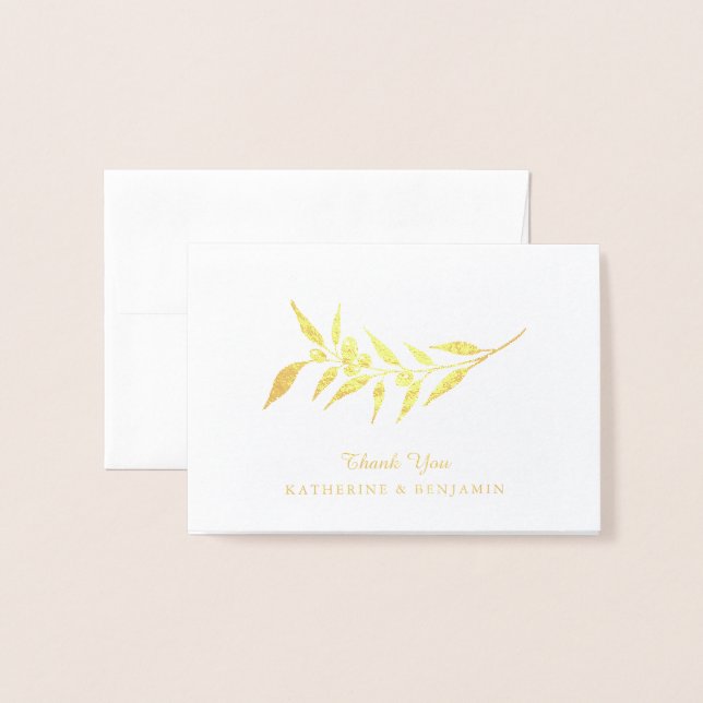 Gold Foil Olive Branch | Wedding Card (Front With Envelope)