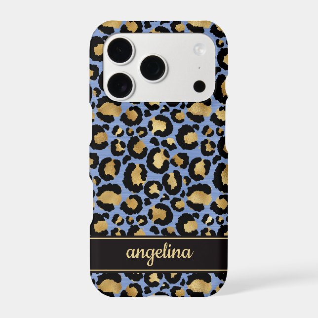 Gold Foil On Blue Leopard Print Monogrammed (Back)