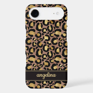 Gold Foil On Brown Leopard Print Monogrammed