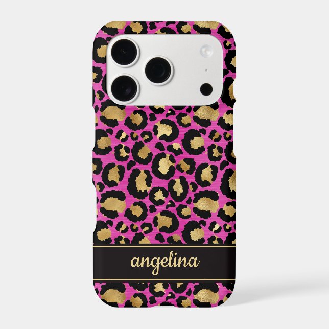 Gold Foil On Hot Pink Leopard Print Monogrammed (Back)